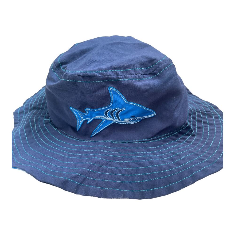 Infant Kid's Blue Reversible Shark Bucket Hat Sun Hat - Picture 2 of 6